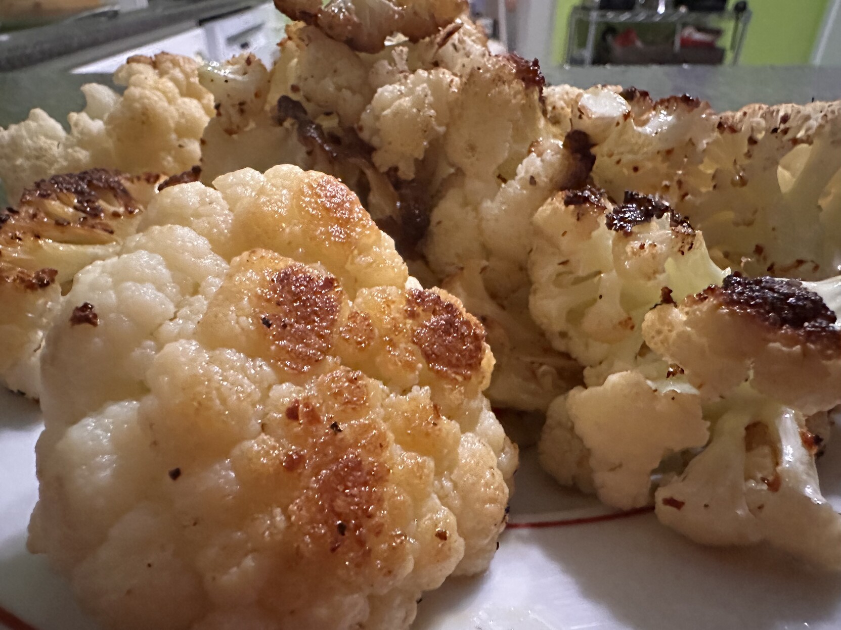 Roasted cauliflower on a plate.  