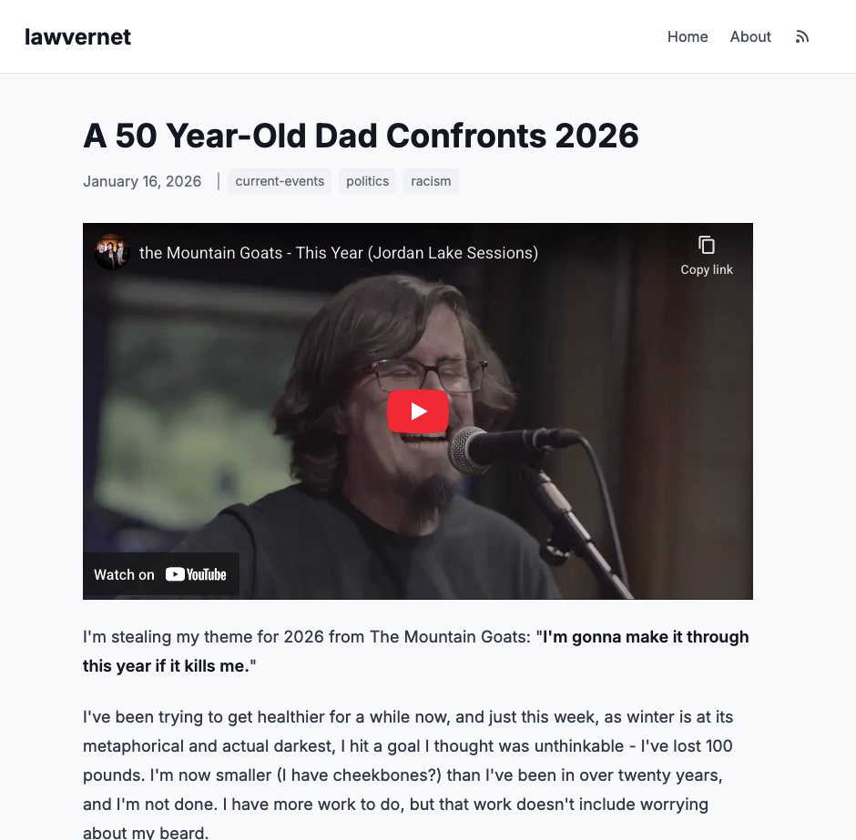 A screenshot of a very spare webpage that’s definitely a blog post.  It has a page title, a YouTube video embedded and some text.  It’s pretty sparse at the moment, showing that it’s VERY much a work in progress.